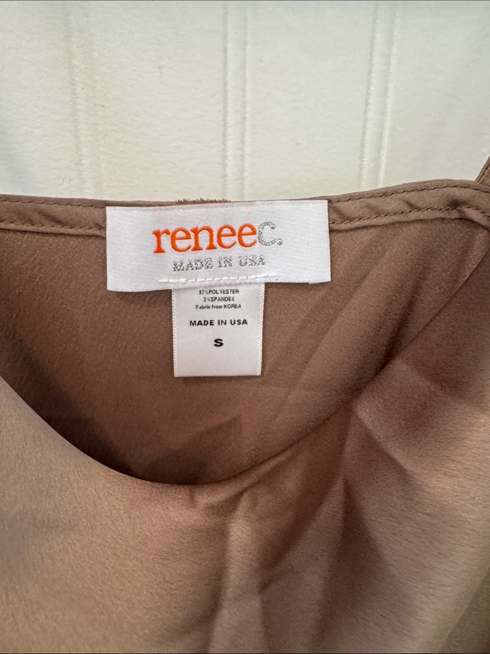 Renee C. Chocolate Brown Satin Cowl Slip Tank - Picture 2 of 3